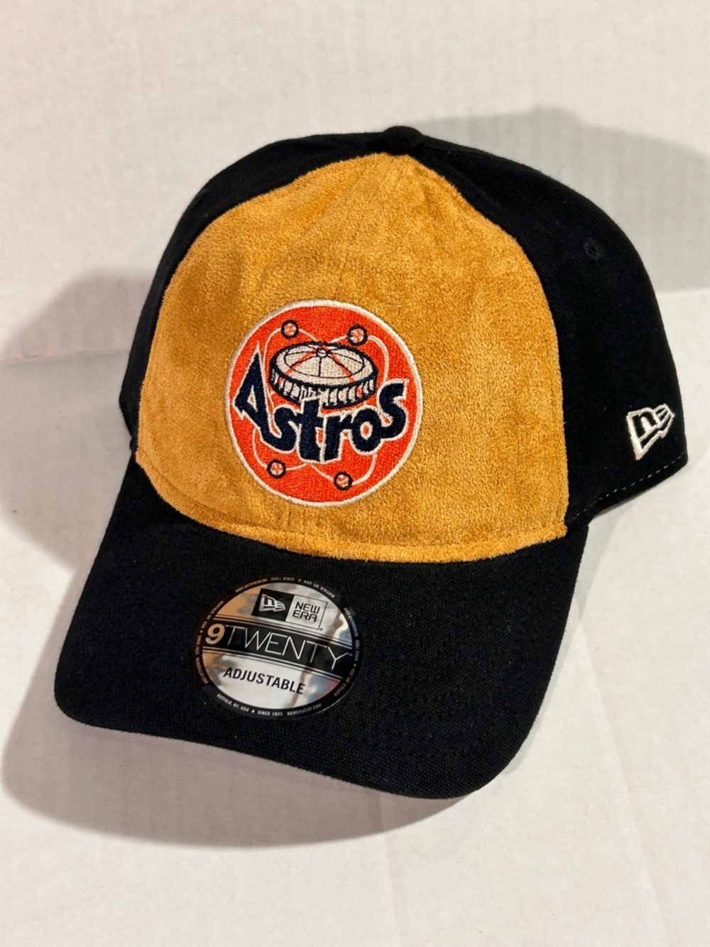New Era 9TWENTY Houston Astros Tan Texture Strapback Hat Black MLB Baseball